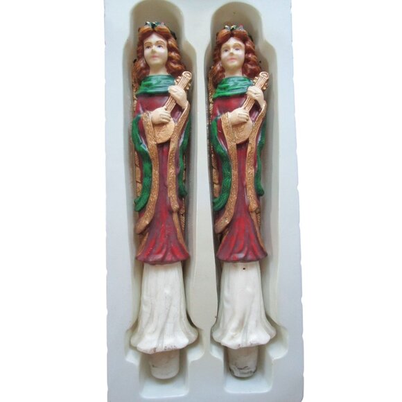 Vintage Sculptured Christmas  Angel Tapers Candles Robert Alan 10in A Pair GUC - Picture 2 of 16
